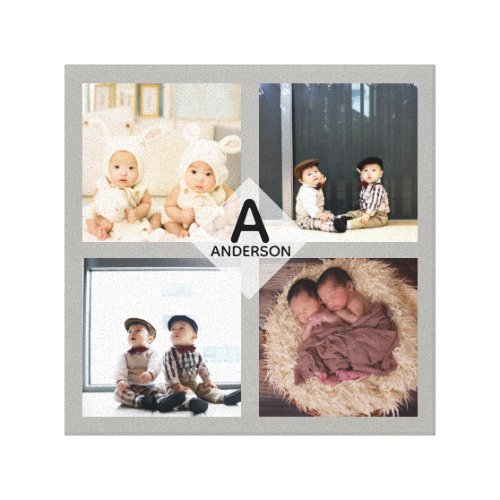 Family PHOTO COLLAGE Canvas - Add Monogram - CHIC