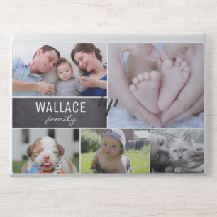 Family photo collage chalkboard block HP laptop skin
