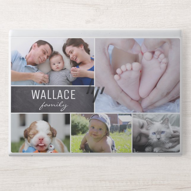 Family photo collage chalkboard block HP laptop skin (Front)