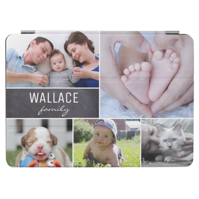 Family photo collage chalkboard block iPad air cover (Horizontal)