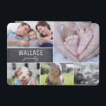 Family photo collage chalkboard block iPad mini cover<br><div class="desc">Protect your tablet case and choose your most beloved photos to cover this design. Easily customize the images,  family name.Enjoy filing the tablet case with photos from special moments with family,  children,  pets,  wedding,  engagement,  grandparents and more. The chalkboard adds a rustic look and feel.</div>
