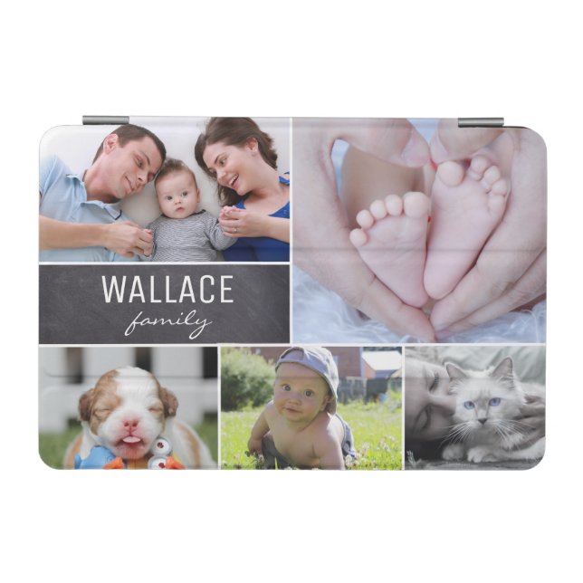 Family photo collage chalkboard block iPad mini cover (Horizontal)