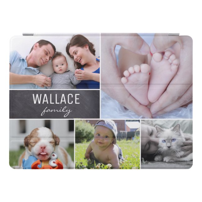 Family photo collage chalkboard block iPad pro cover (Horizontal)