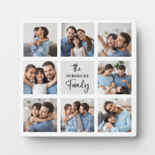 Family Photo Collage Chic Modern Script Plaque
