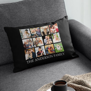 Family Photo Collage - Choose Your Color Accent Pillow