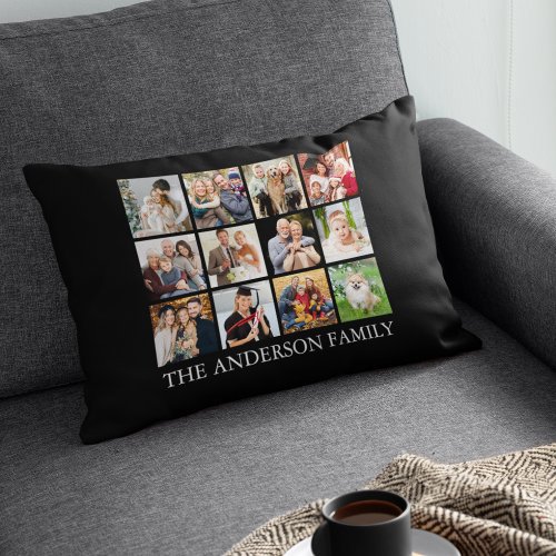 Family Photo Collage _ Choose Your Color Accent Pillow