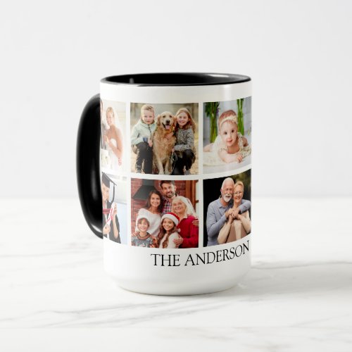 Family Photo Collage _ Choose Your Color Large Mug