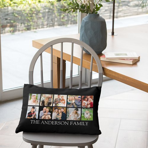 Family Photo Collage _ Choose Your Color Lumbar Pillow