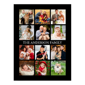 Family Photo Collage - Choose Your Color  Poster
