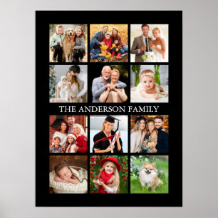 Family Photo Collage - Choose Your Color Poster