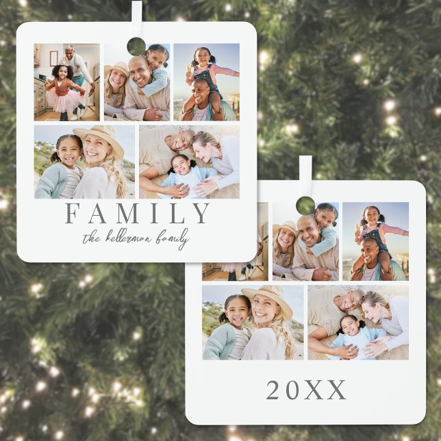 Family Photo Collage Christmas Metal Ornament (Family Photo Collage Christmas Metal Ornament)