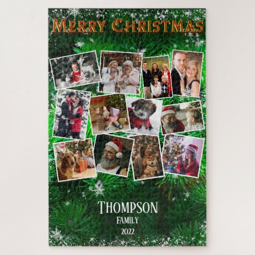 Family Photo Collage Christmas Template 20 x 30  Jigsaw Puzzle