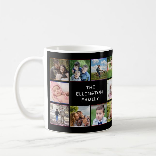 Family Photo Collage Colorful Custom Coffee Mug (Left)
