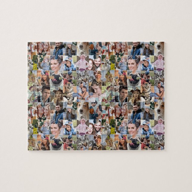 Family Photo Collage Custom 24 Pic Jigsaw Shape Jigsaw Puzzle (Horizontal)