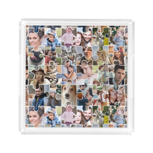 Family Photo Collage Custom 24 Pic Puzzle Shape Acrylic Tray