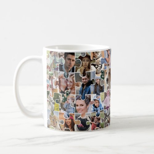 Family Photo Collage Custom 24 Pic Puzzle Shape Coffee Mug