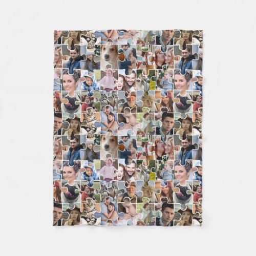 Family Photo Collage Custom 24 Pic Puzzle Shape Fleece Blanket