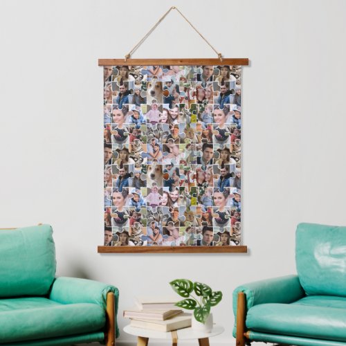 Family Photo Collage Custom 24 Pic Puzzle Shape Hanging Tapestry