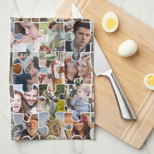 Family Photo Collage Custom 24 Pic Puzzle Shape Kitchen Towel