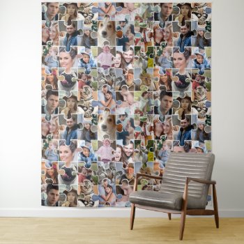 Family Photo Collage Custom 24 Pic Puzzle Shape Tapestry by PictureCollage at Zazzle