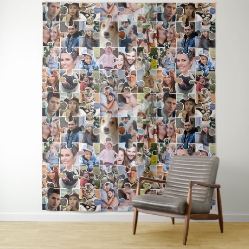 Family Photo Collage Custom 24 Pic Puzzle Shape Tapestry