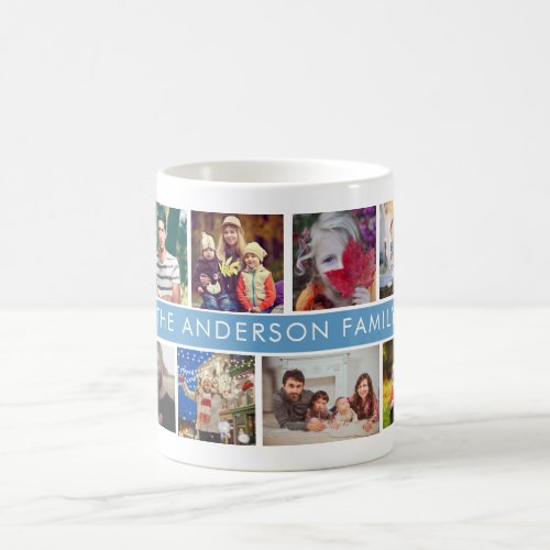 Family Photo Collage Custom Name Text Kids Mom Dad Coffee Mug