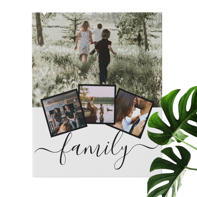 Family Photo Collage Custom Personalized Faux Canvas Print