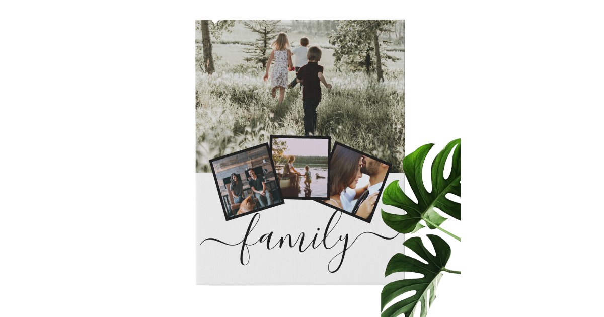 Family Photo Collage Custom Personalized Faux Canvas Print | Zazzle