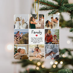Family Photo Collage Custom Quote Keepsake Ceramic Ornament