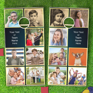 Family Photo Collage Custom Text Cornhole Set