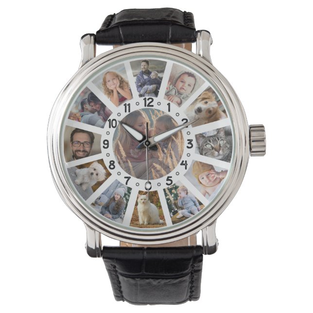 Family Photo Collage Easy 13 Pics with Numbers Watch (Front)
