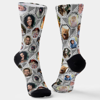 Family Photo Collage Easy Gray Quilt Look 12 Pics Socks