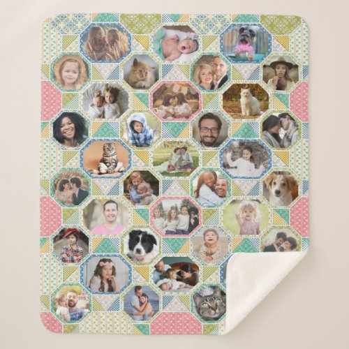 Family Photo Collage Easy Spring Quilt Look 35 Pic Sherpa Blanket
