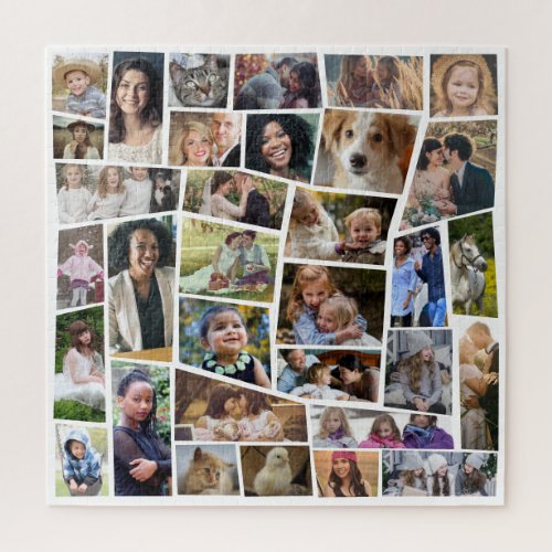 Family Photo Collage Easy Template 33 Cut Out Pics Jigsaw Puzzle