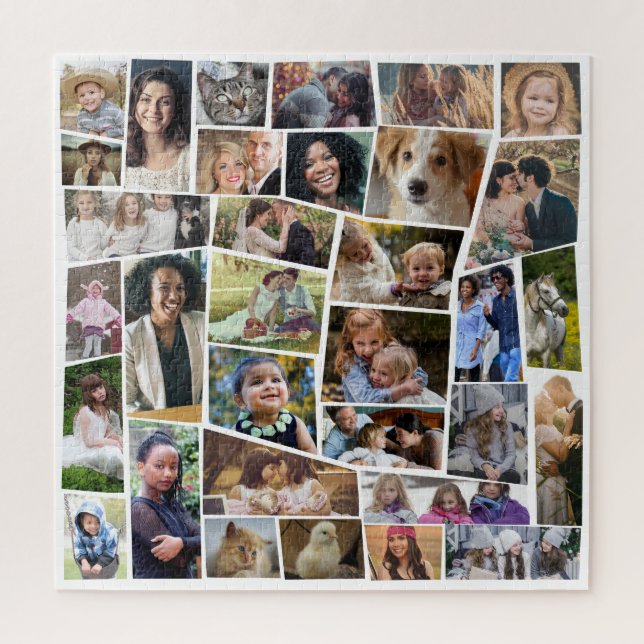Family Photo Collage Easy Template 33 Cut Out Pics Jigsaw Puzzle (Vertical)