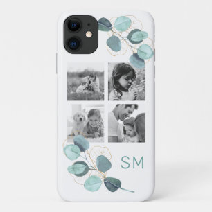 Family Photo Collage Eucalyptus Black & White iPhone 11 Case