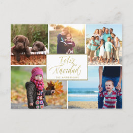 Family Photo Collage Feliz Navidad Christmas Holiday Postcard