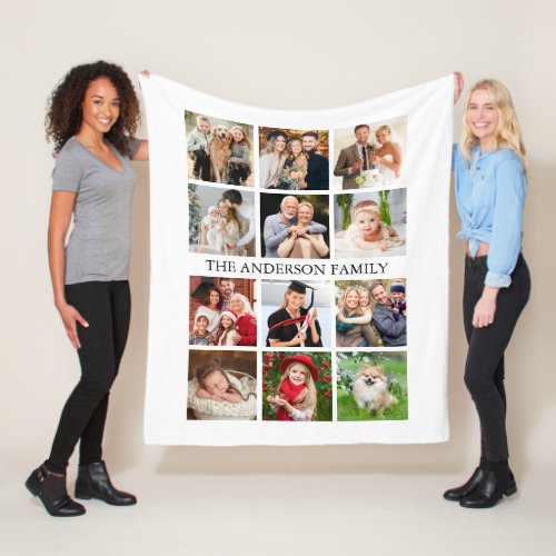 Family Photo Collage Fleece Blanket
