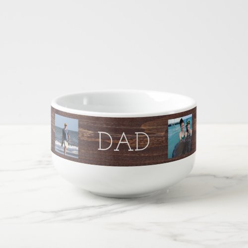 Family Photo Collage for Fathers Day Rustic Dad Soup Mug