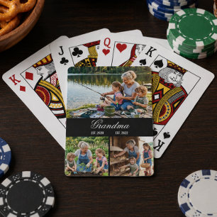 Family Photo Collage for Grandma Custom Poker Cards