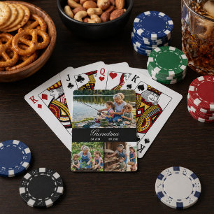 Family Photo Collage for Grandma Custom Poker Cards