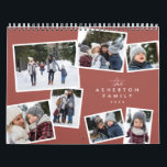 Family photo collage fun modern terracotta calendar<br><div class="desc">With a variety of photo shapes, sizes and layouts, this photo calendar makes a perfect family gift. The cover features a collage of 7 photos scattered scrapbook style on a stylish terracotta background. The photos surround type that can be customized with your family name. Makes a great grandparent or parent...</div>