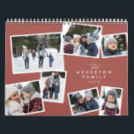 Family photo collage fun modern terracotta calendar<br><div class="desc">With a variety of photo shapes, sizes and layouts, this photo calendar makes a perfect family gift. The cover features a collage of 7 photos scattered scrapbook style on a stylish terracotta background. The photos surround type that can be customized with your family name. Makes a great grandparent or parent...</div>