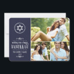 Family Photo Collage Hanukkah Card<br><div class="desc">Cute modern Hanukkah holiday photo card design features a photo collage with space for three of your family photos with a Star of David and sketched details for a handmade feel. Handwriting typography reads Wishing you a happy Hanukkah. Personalize the design with your family's name and the year. Click the...</div>
