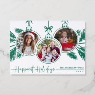 Family Photo Collage Happiest Holidays Christmas Letterpress Photo Cards