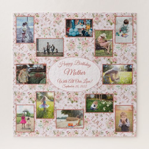 Family Photo Collage Happy Birthday Mother Love Jigsaw Puzzle