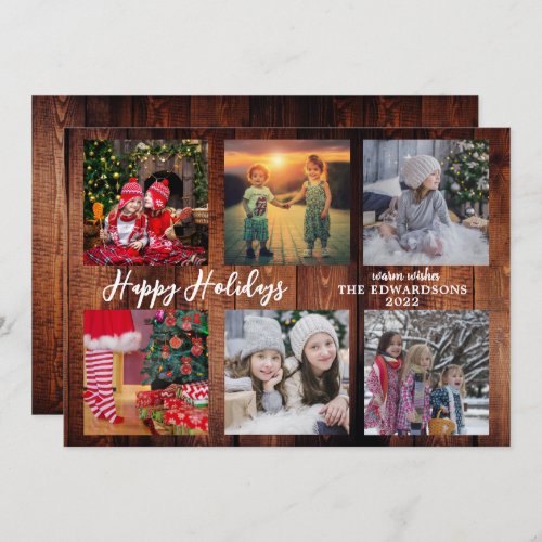 Family photo collage Happy Holidays Christmas Holiday Card