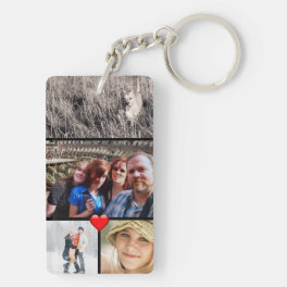 Family Photo Collage Heart Keychain