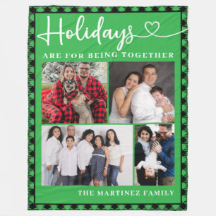 Family Photo Collage Holiday Fleece Blanket