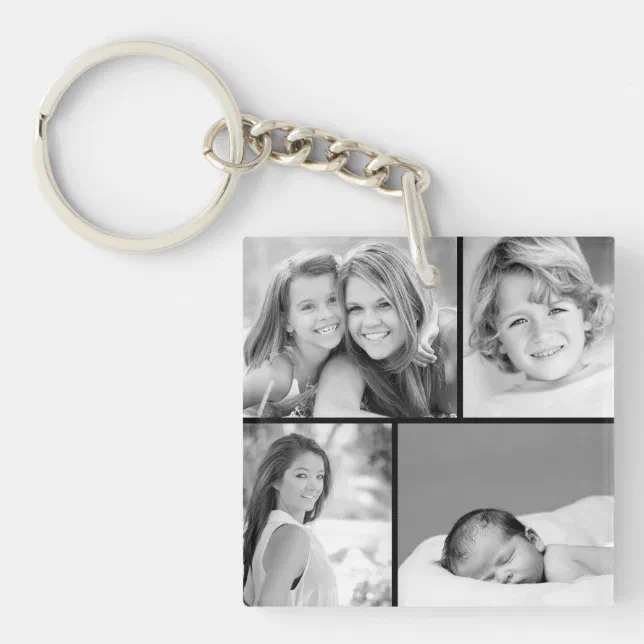 Family Photo Collage Keychain | Zazzle